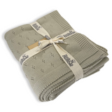 Luxury Knitted Blanket - Pale Sage Pointelle