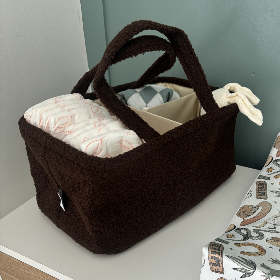 Bouclé Teddy Nappy Caddy - Cocoa