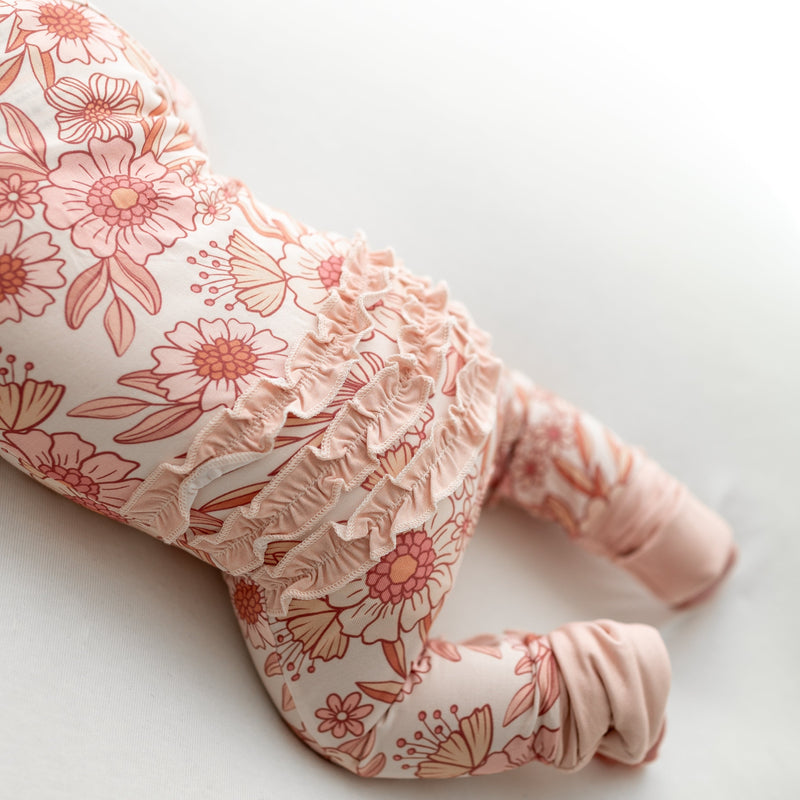 Retro Floral 2 Way Zip Ruffle Sleepsuit