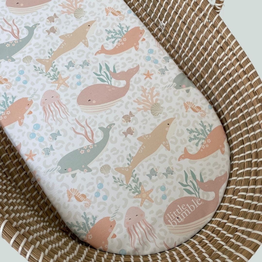 Changing Basket Mat Liner - Pastel Ocean