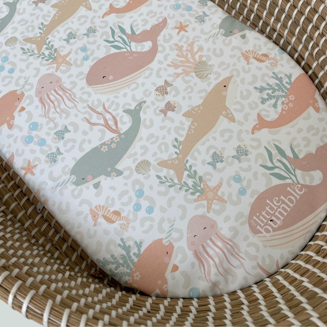 Changing Basket Mat Liner - Pastel Ocean