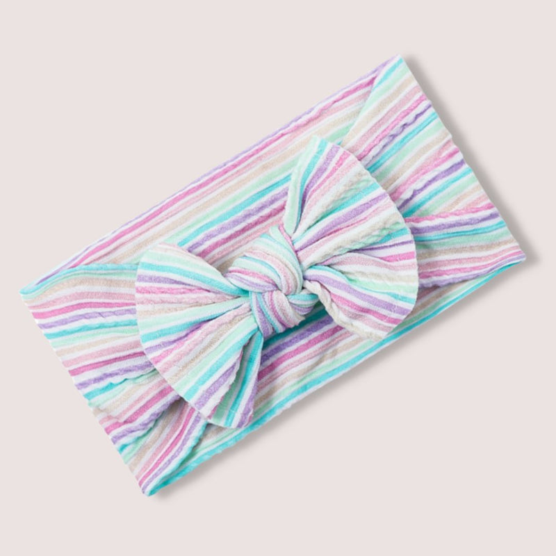 Bow Headband - Rainbow Candy Stripe