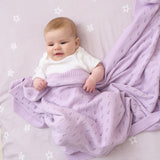 Luxury Knitted Blanket - Parma Violet Pointelle