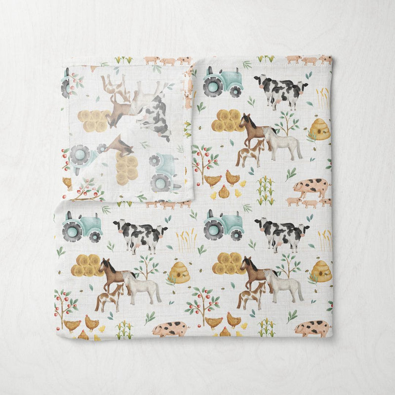 Bamboo Muslin Swaddle - Farm Yard