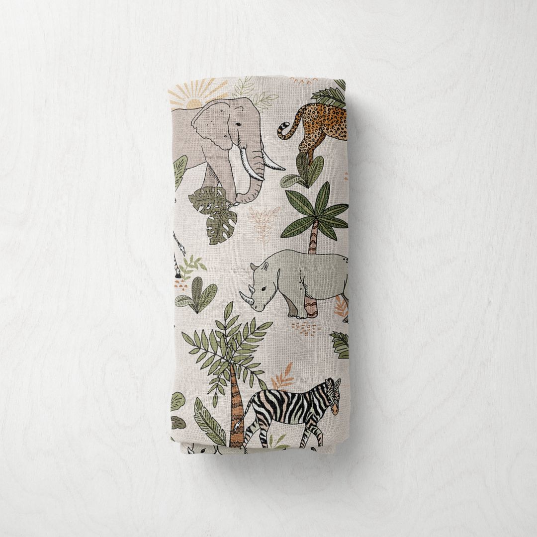 Bamboo Muslin Swaddle - In The Jungle