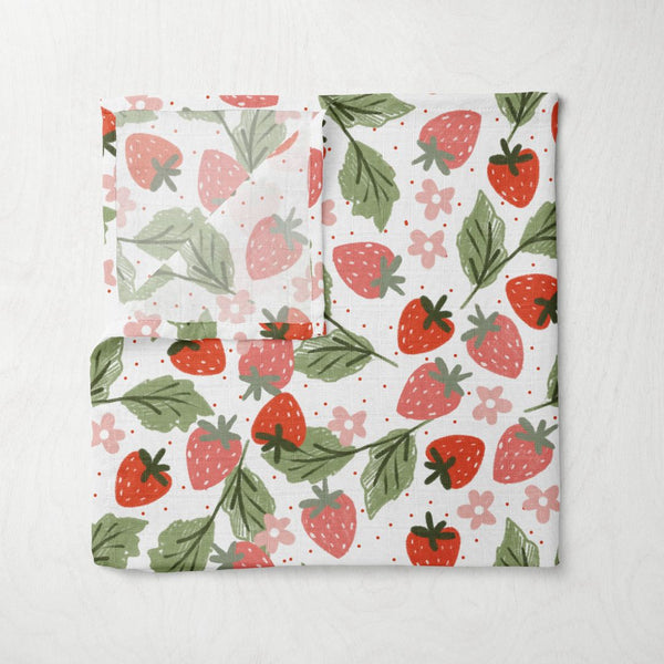 Bamboo Muslin Swaddle - Strawberries