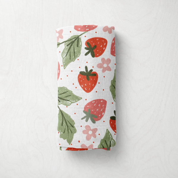 Bamboo Muslin Swaddle - Strawberries