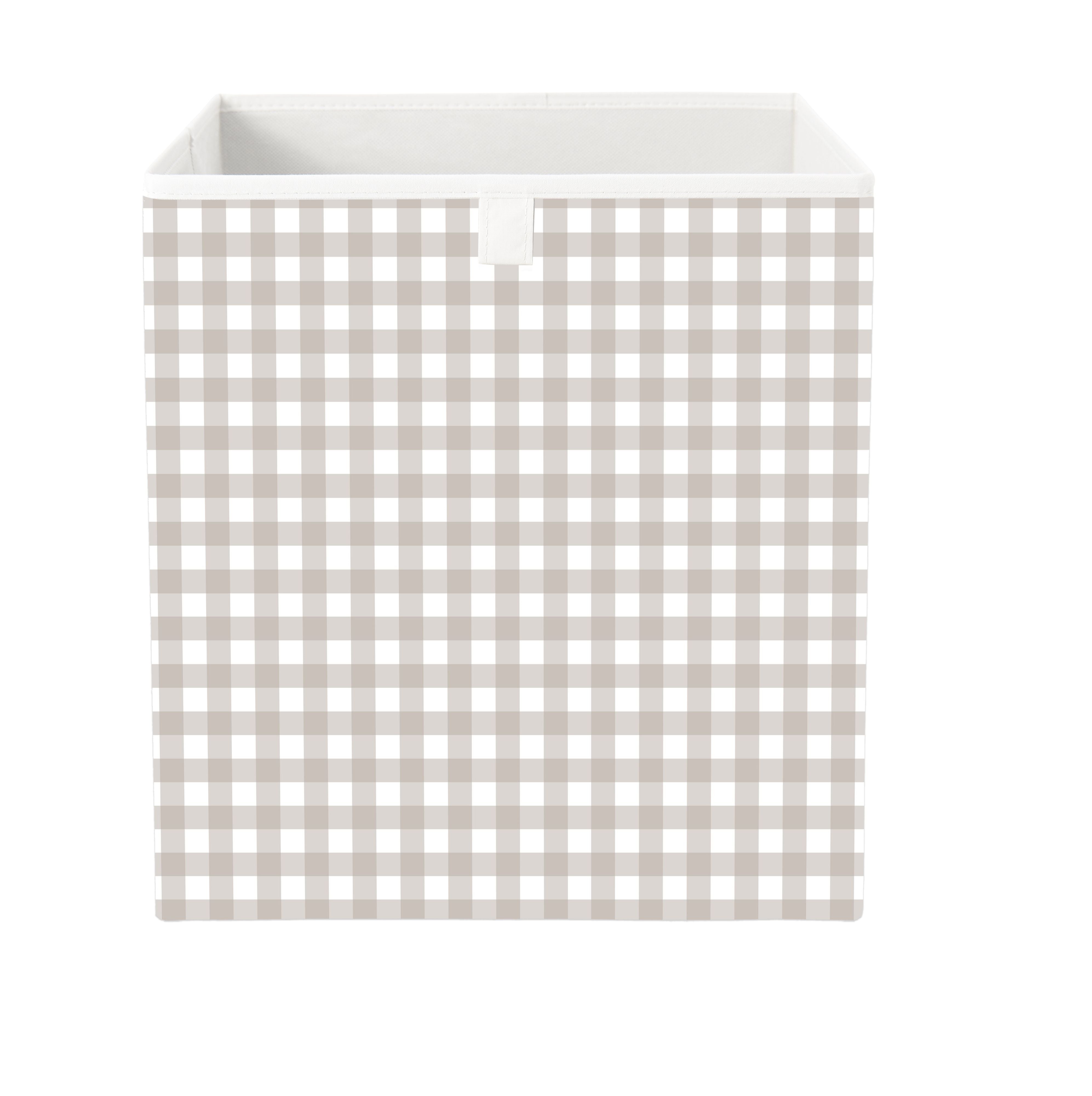 Cube Storage Box - Greige Gingham