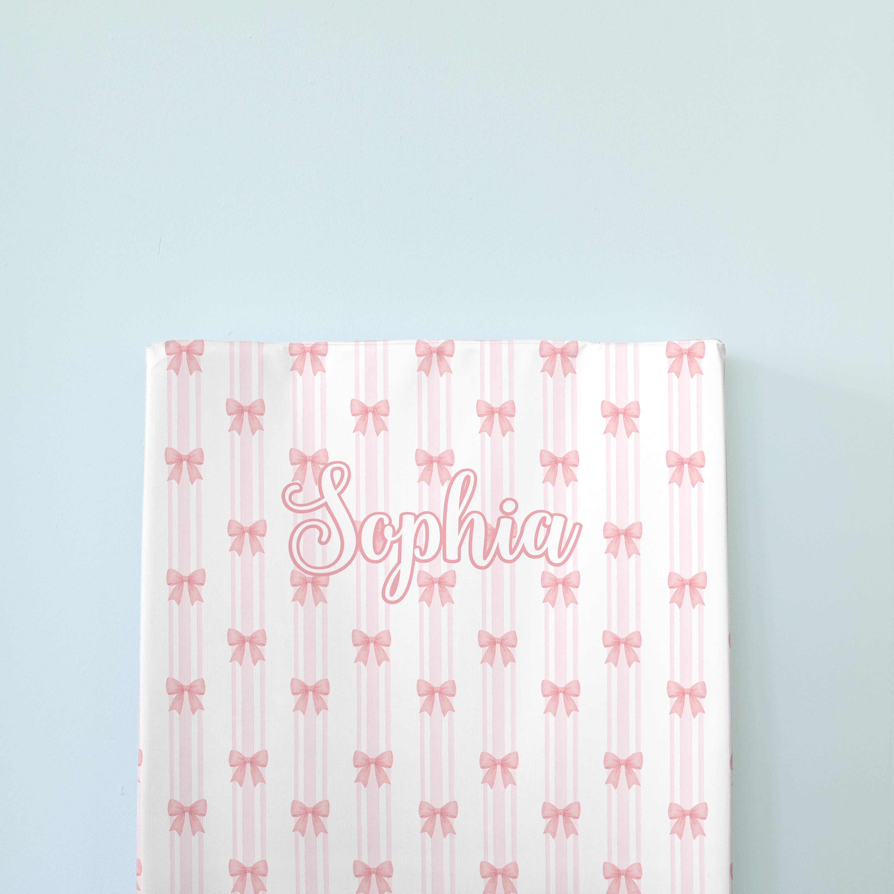 Personalised Wedge Changing Mat - Pink Bows