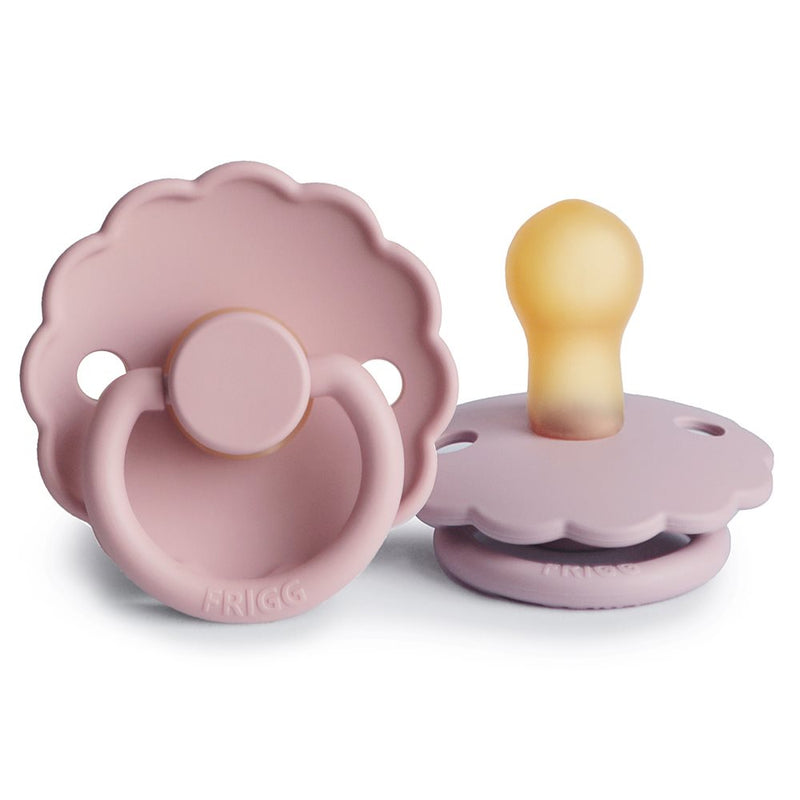 FRIGG Daisy Natural Rubber Dummy 2-Pack (Baby Pink/Soft Lilac)