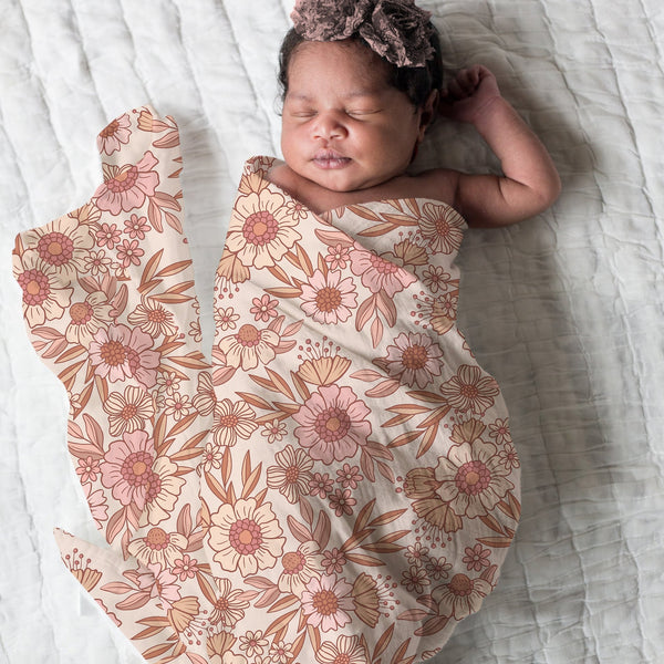 Bamboo Muslin Swaddle - Retro Floral