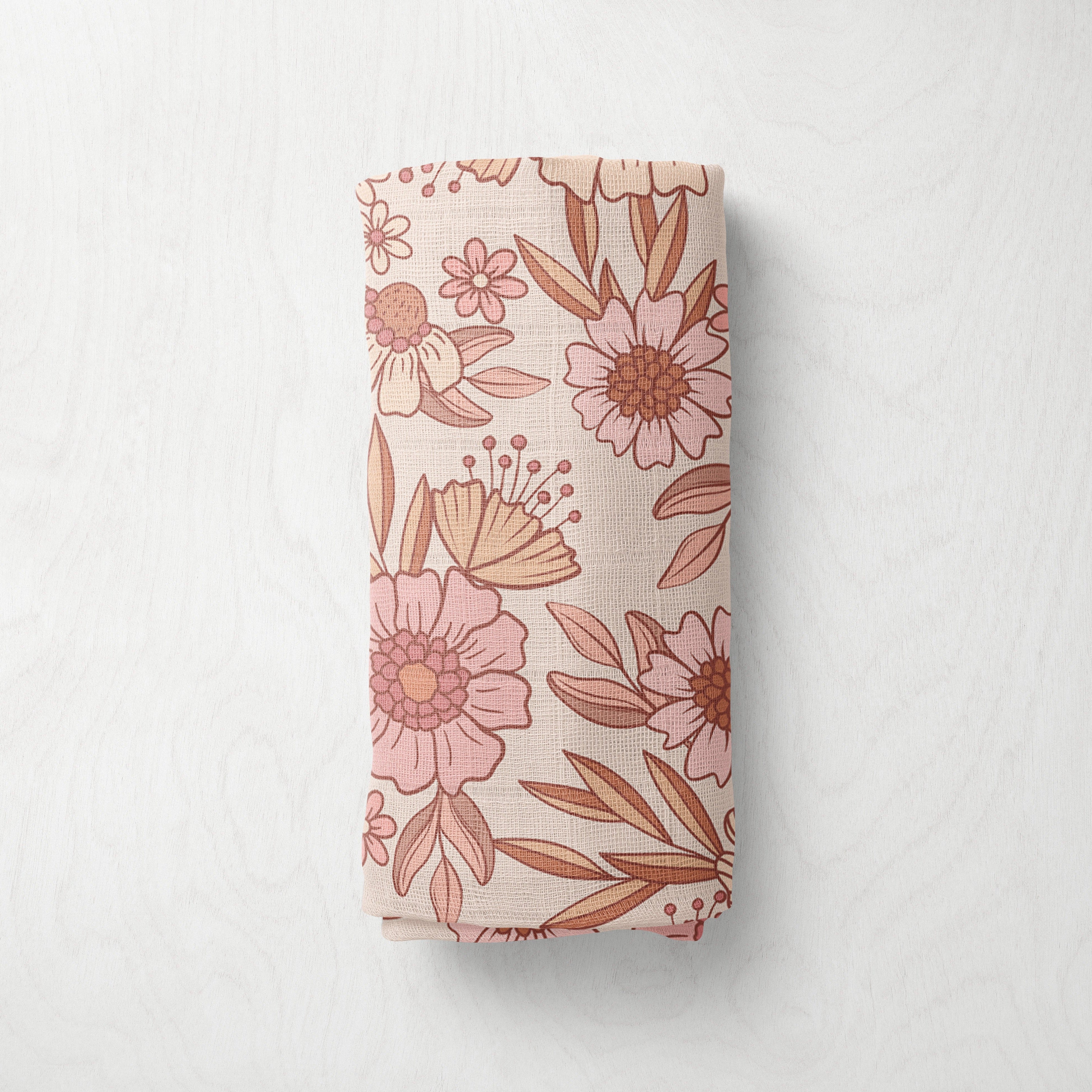 Bamboo Muslin Swaddle - Retro Floral