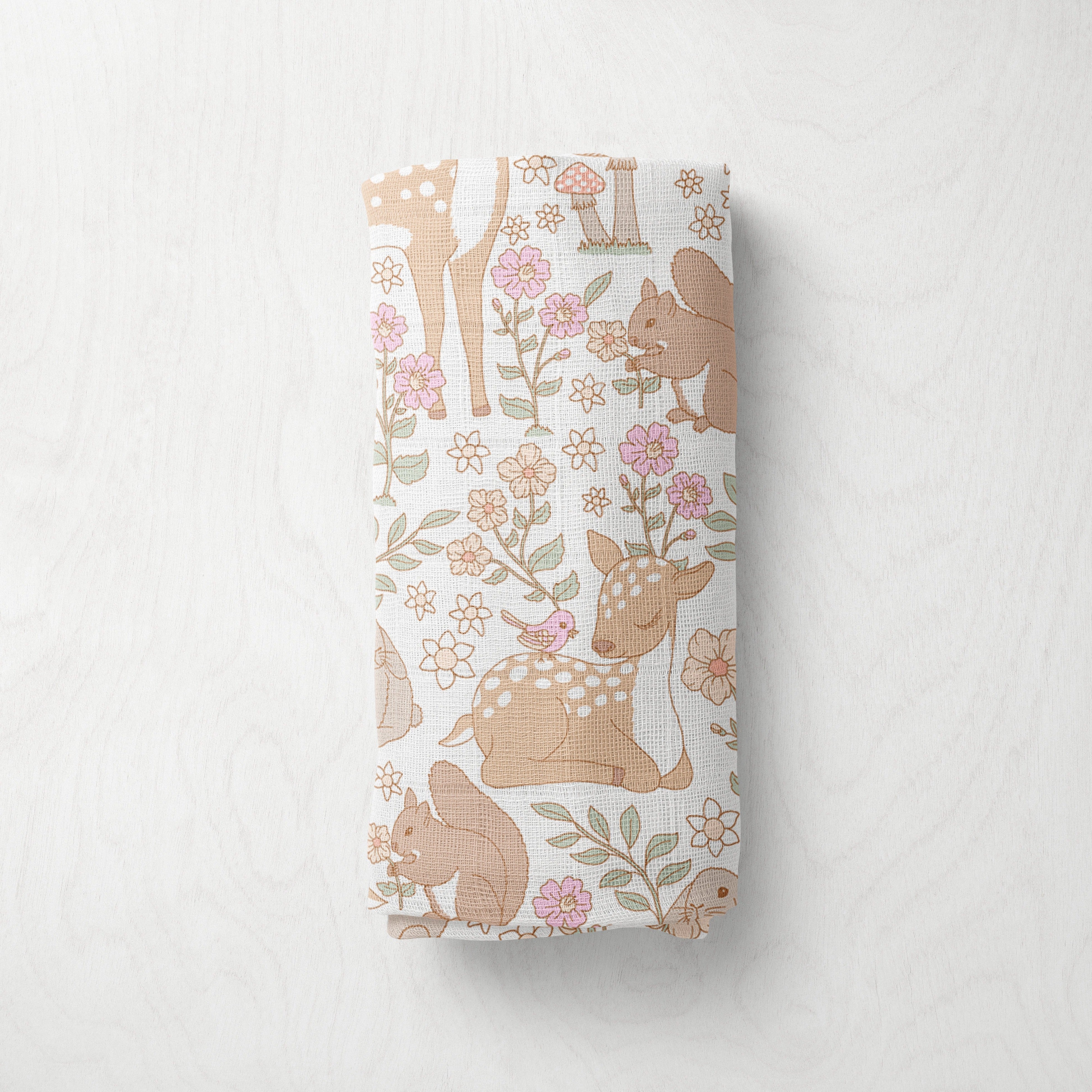 Bamboo Muslin Swaddle - Spring Woodland