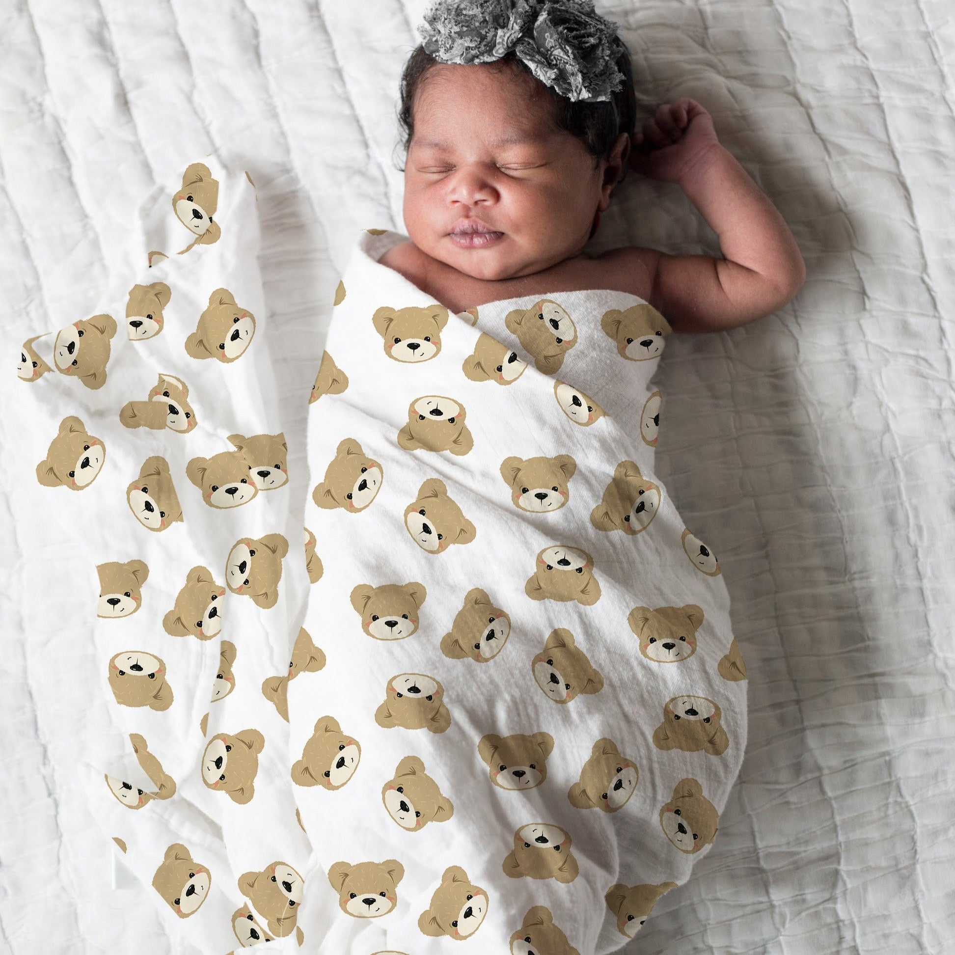 Bamboo Muslin Swaddle - Teddy Bear