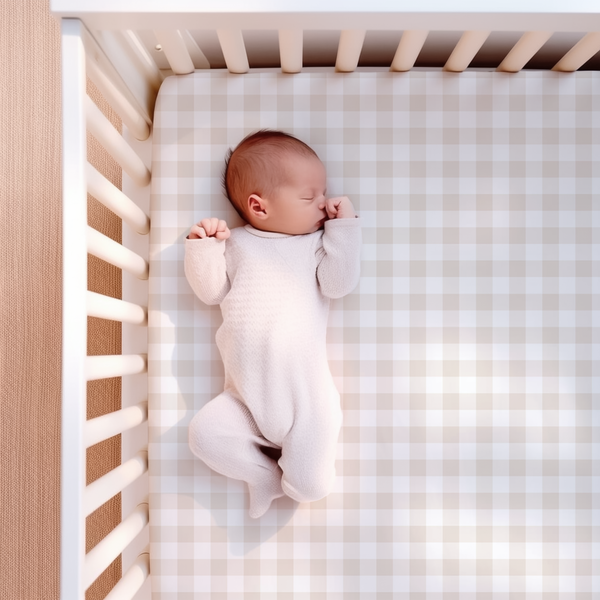 Supersoft Fitted Cot Sheet - Beige Gingham