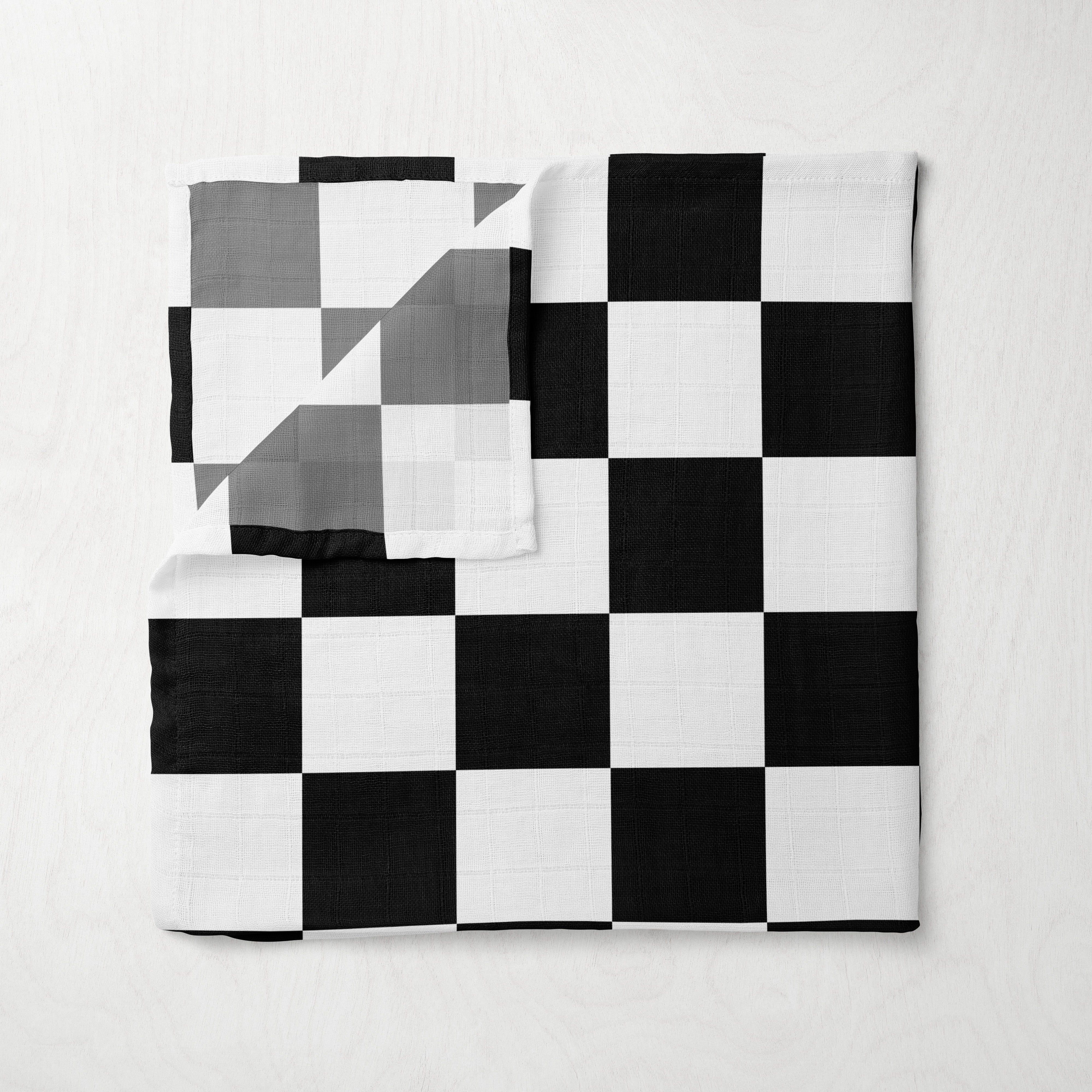 Bamboo Muslin Swaddle - Black Check
