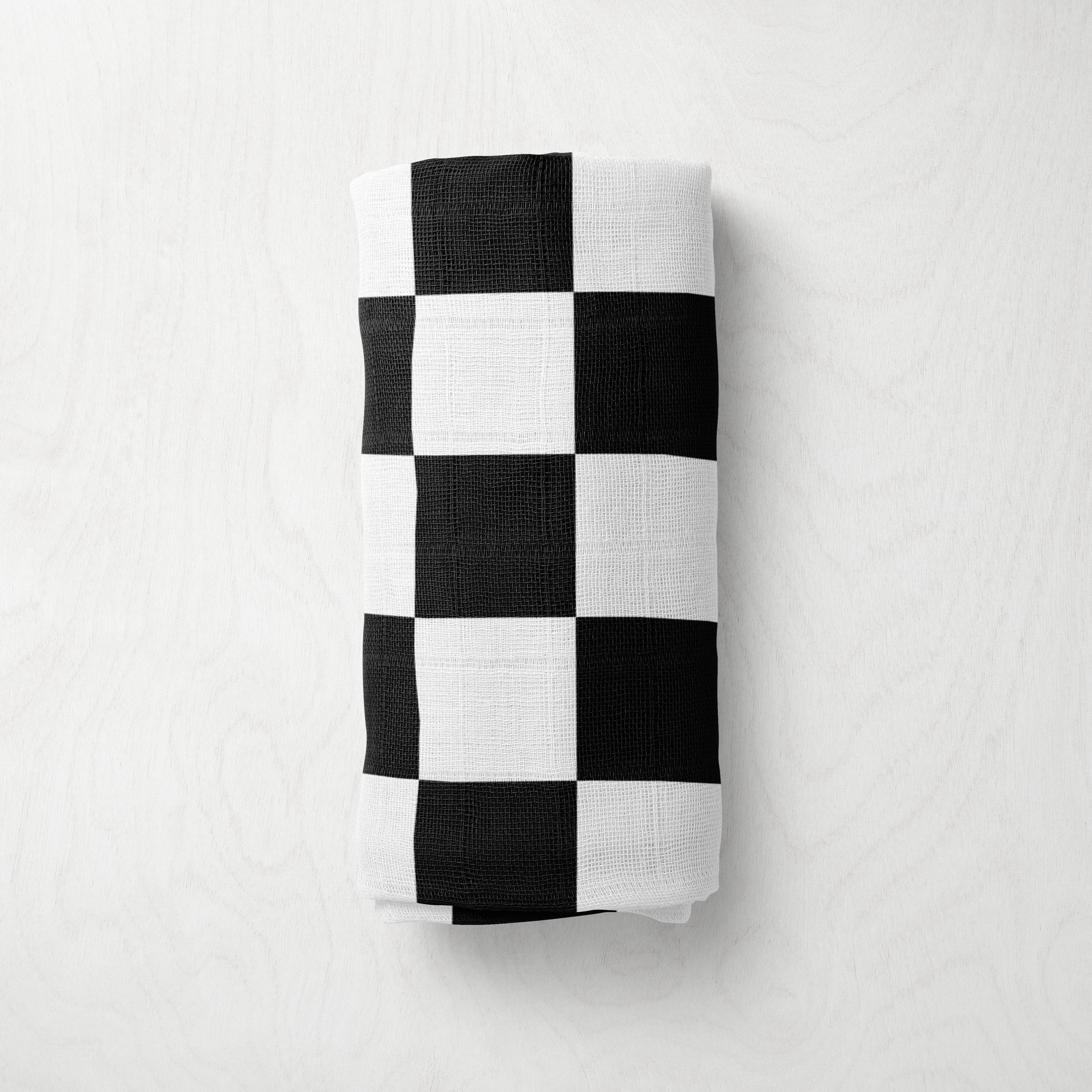 Bamboo Muslin Swaddle - Black Check