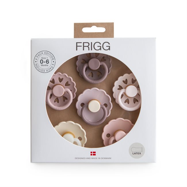 FRIGG 6-Pack Pacifiers - Round Latex - Blooming Love - Size 1