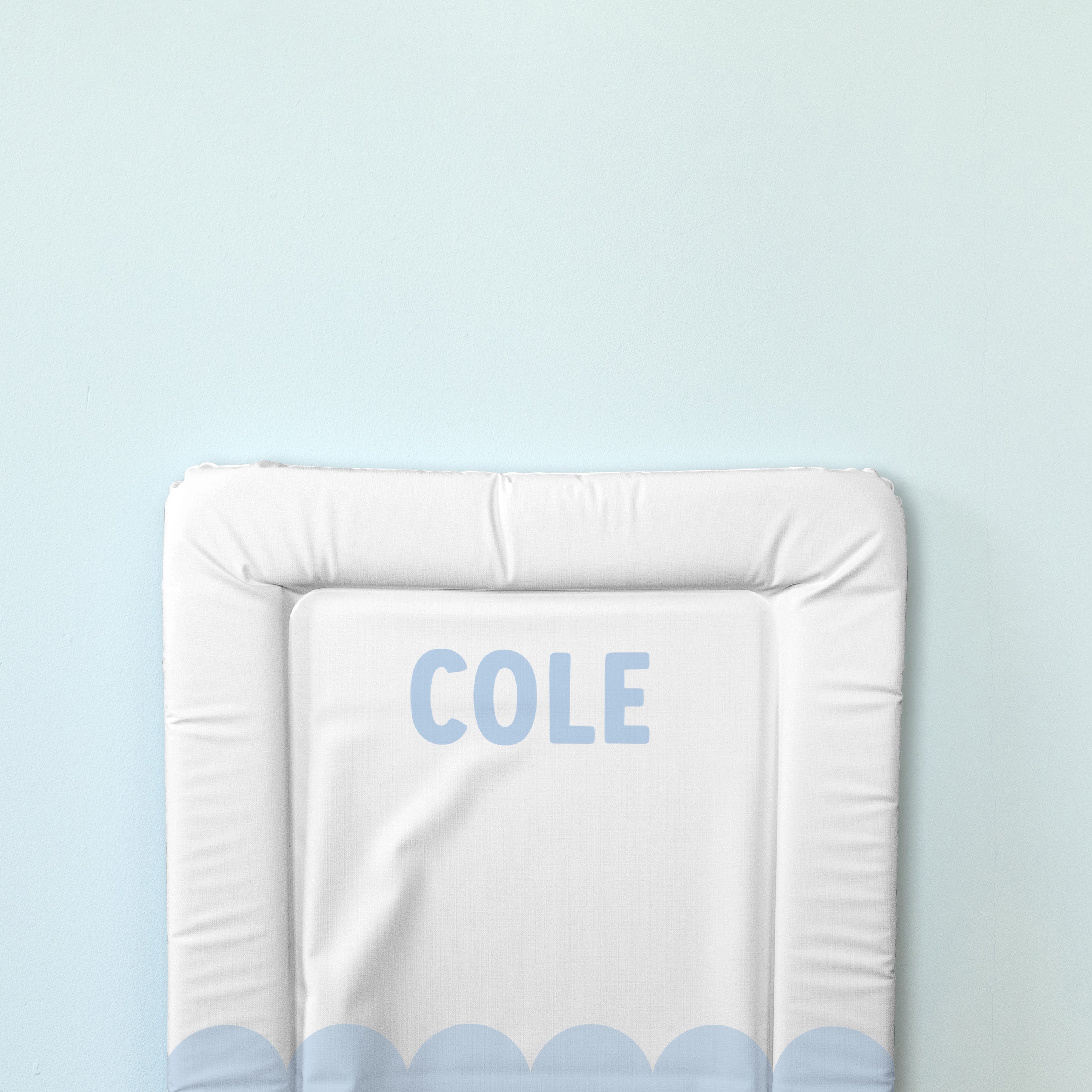 Personalised Classic Changing Mat - Blue Scallops