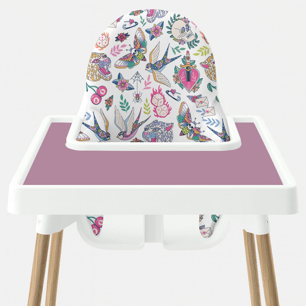 Waterproof Highchair Cushion Cover - Bright Tattoo