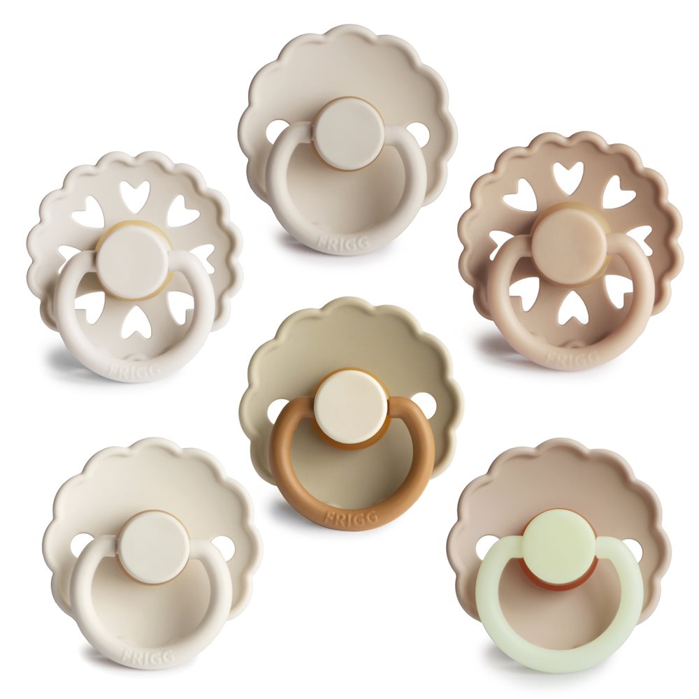 FRIGG 6-Pack Pacifiers - Round Latex - Cinnamon Charm - Size 2