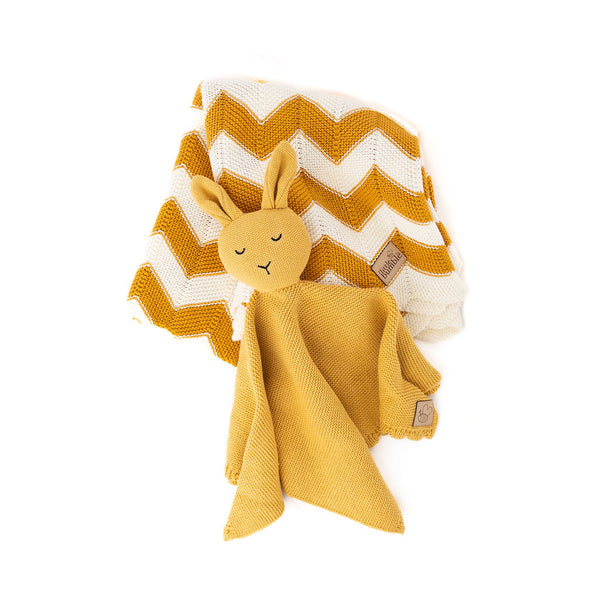 Blanket & Bunny Comforter Gift Set - Mustard/Ochre