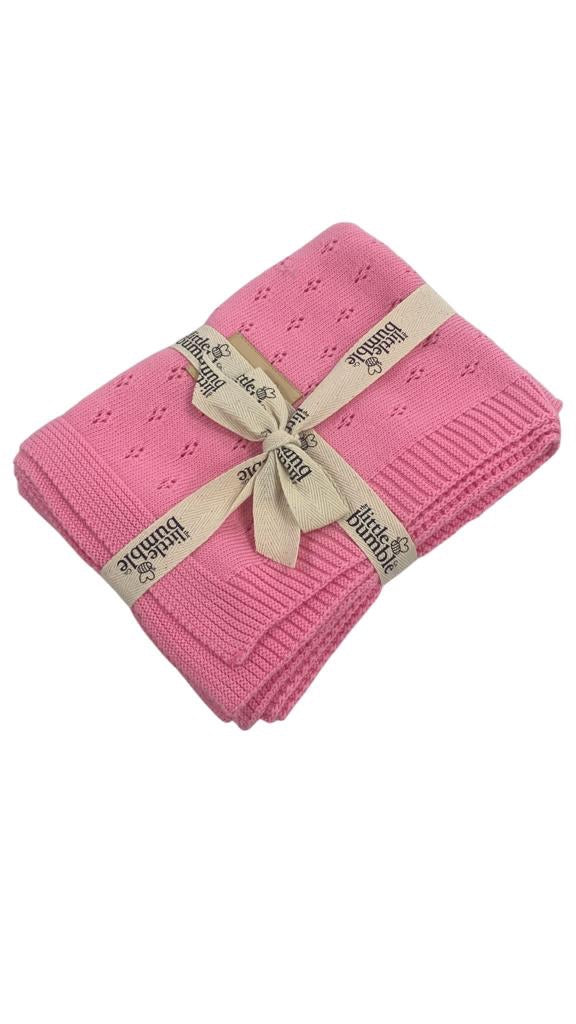 Luxury Knitted Blanket - Dolly Pink Pointelle