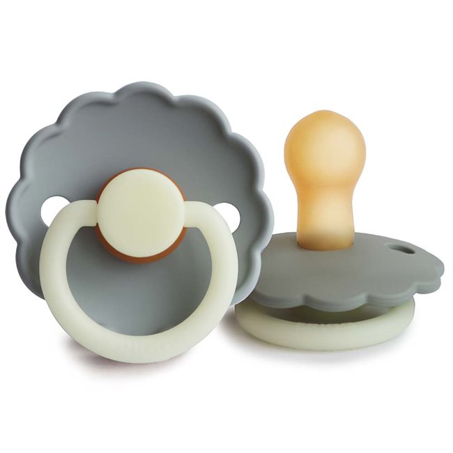 FRIGG Daisy Natural Rubber Dummy 2-Pack (French Grey Night/Portobello Night) Size 1