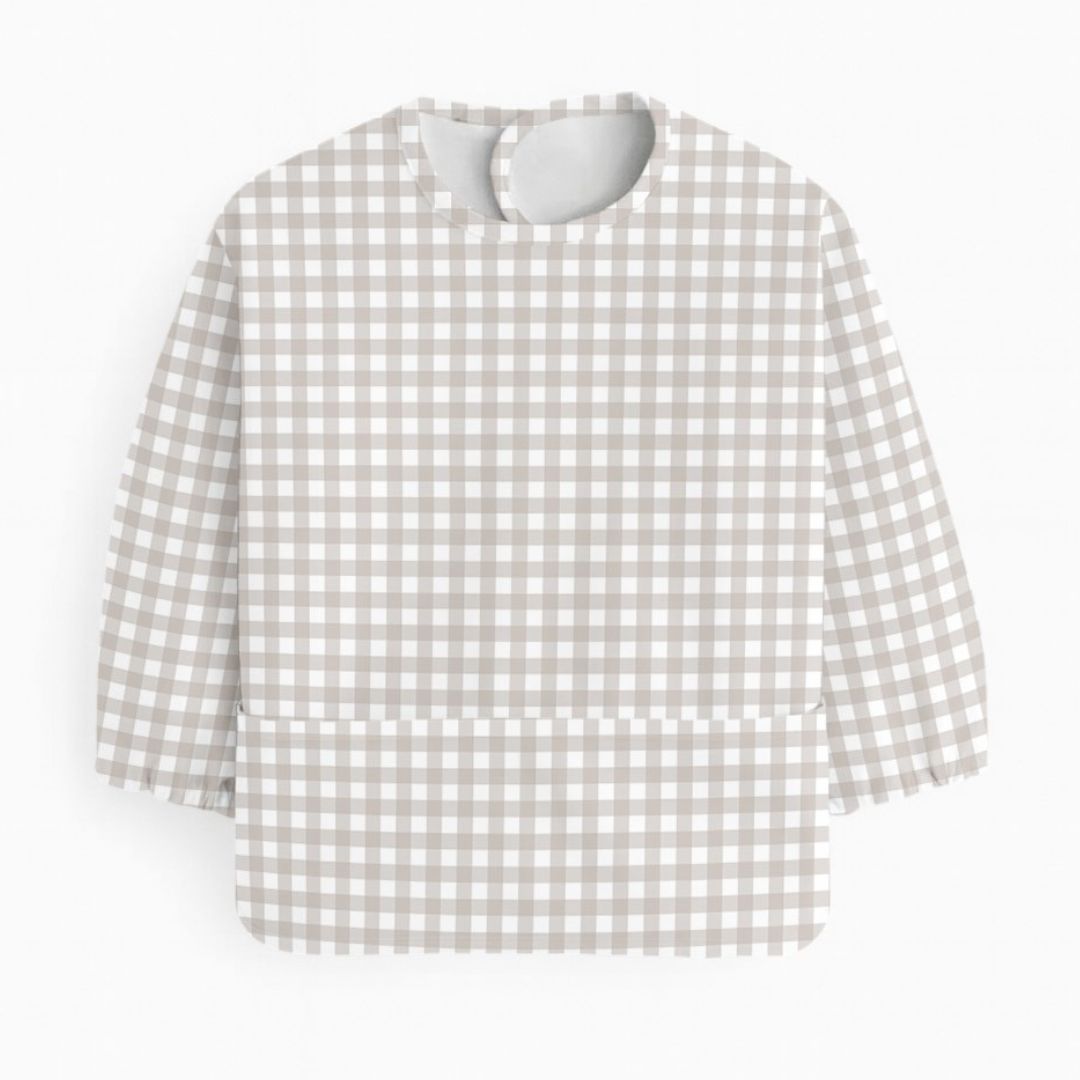 Coverall Bib - Greige Gingham