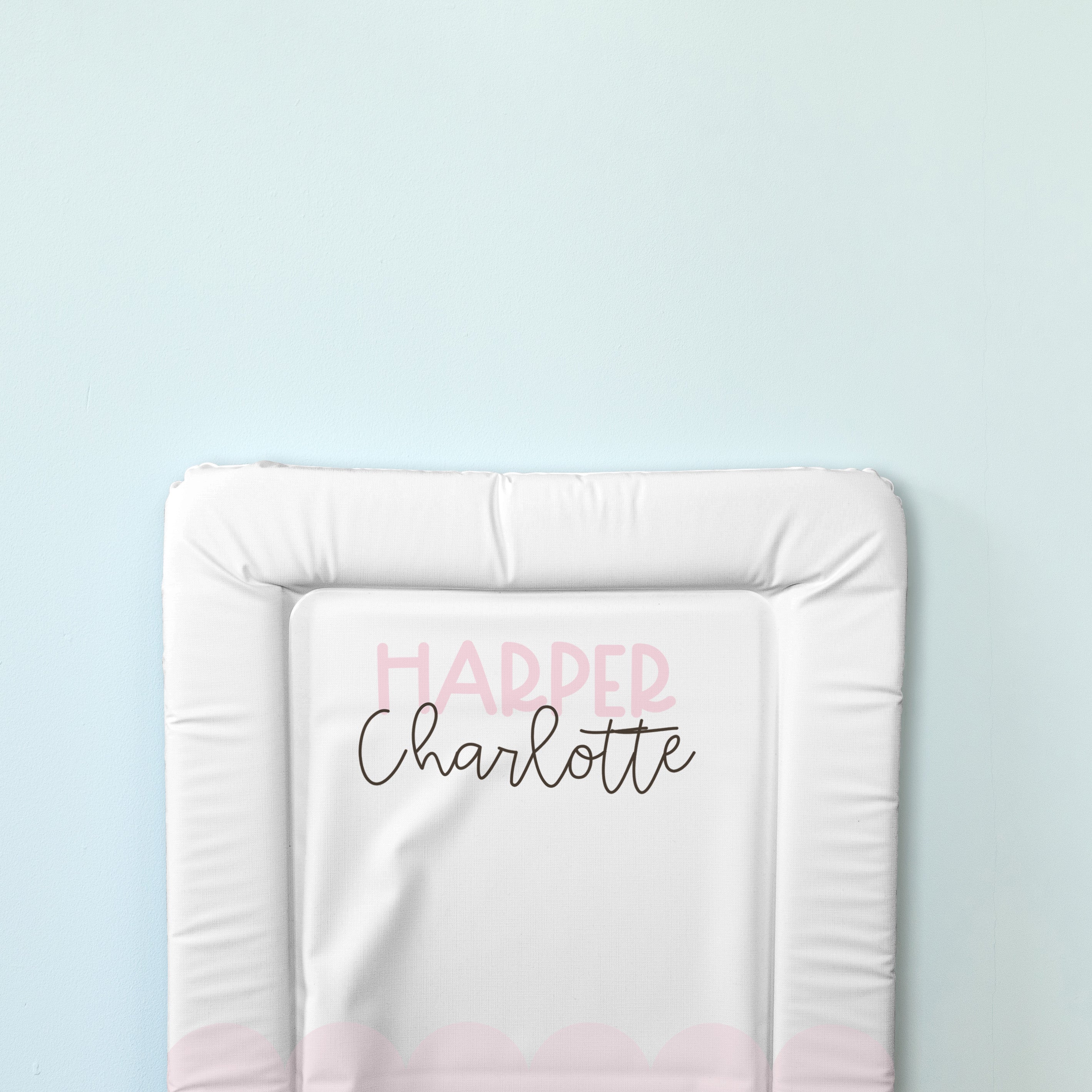 Personalised Classic Changing Mat - Pink Scallops