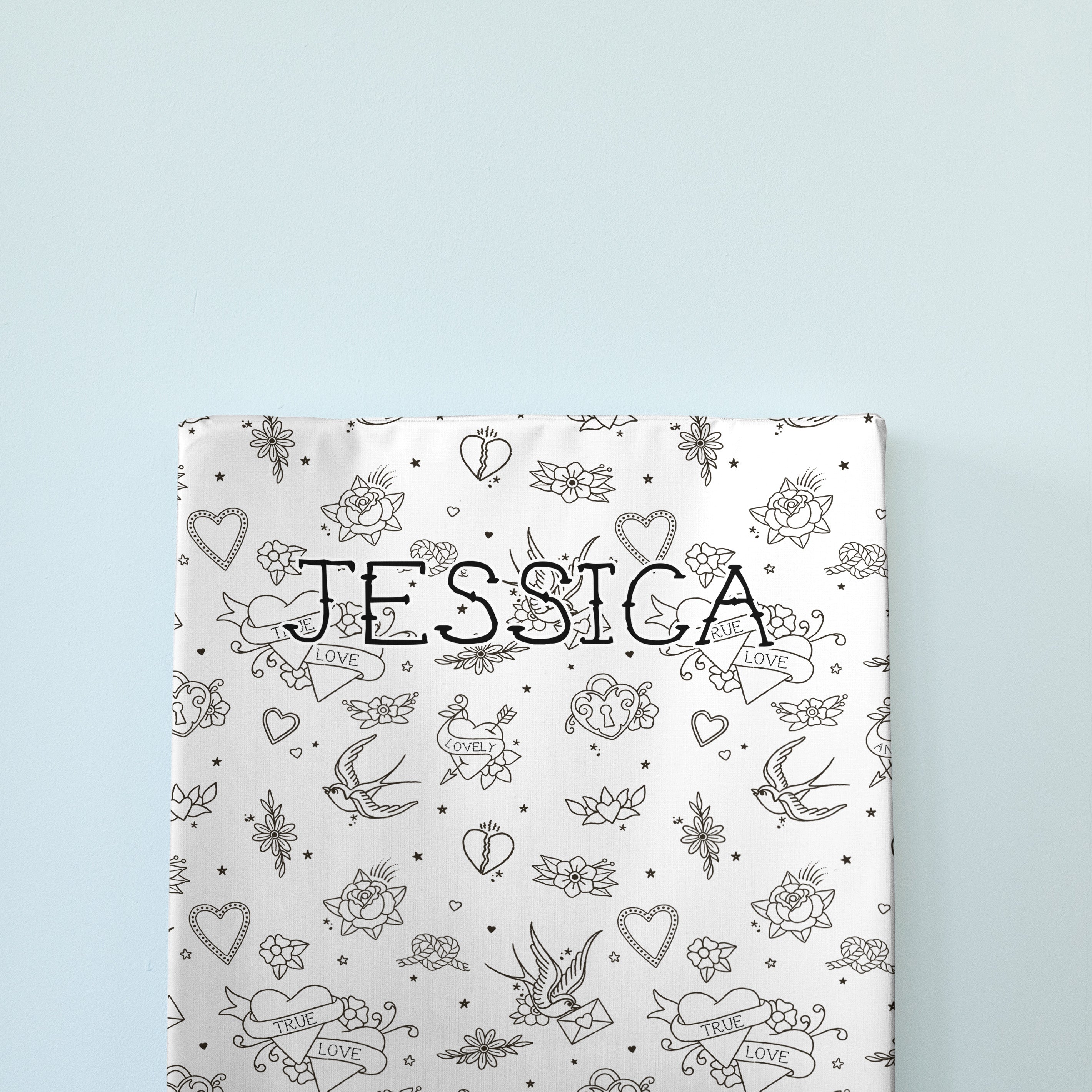 Personalised Wedge Changing Mat - Tattoo