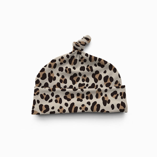 Leopard Print Knotted Beanie Hat