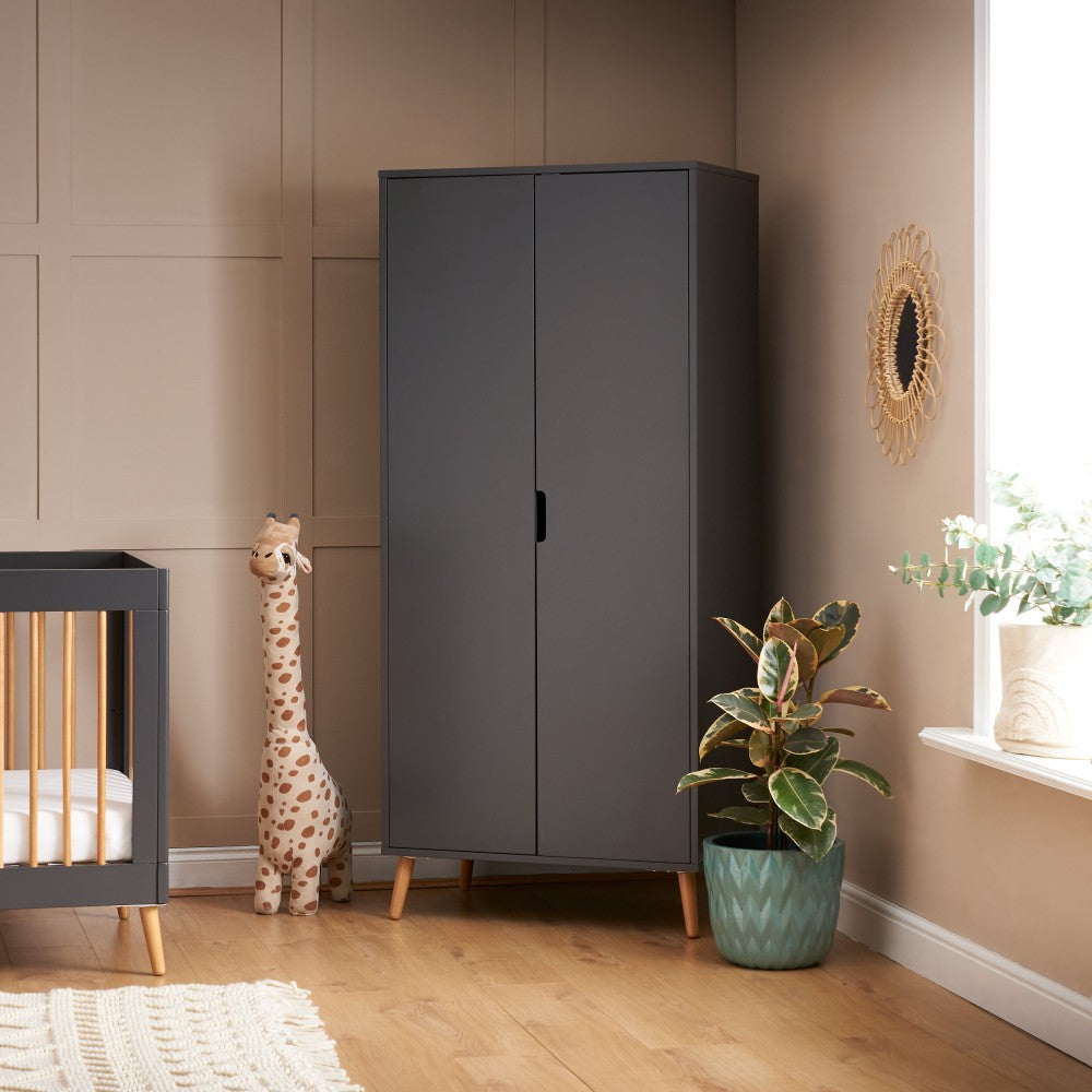 Maya Double Wardrobe - Slate with Natural