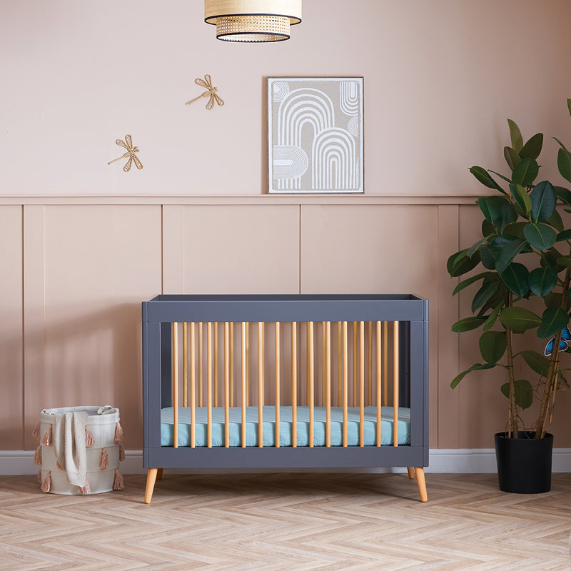 Maya Mini Cot Bed Slate with Natural The Little Bumble Co