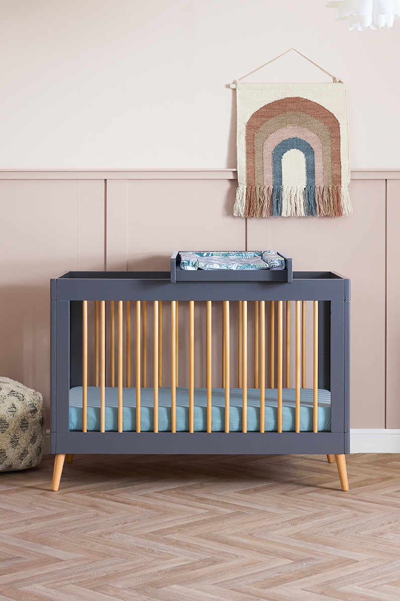 Maya Mini Cot Bed - Slate with Natural