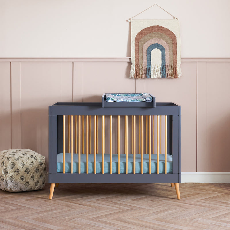 Maya Mini Cot Bed - Slate with Natural