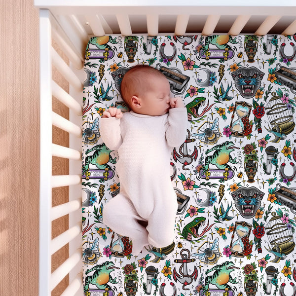 PRE ORDER - Supersoft Fitted Cot Sheet - NYBM Tattoo