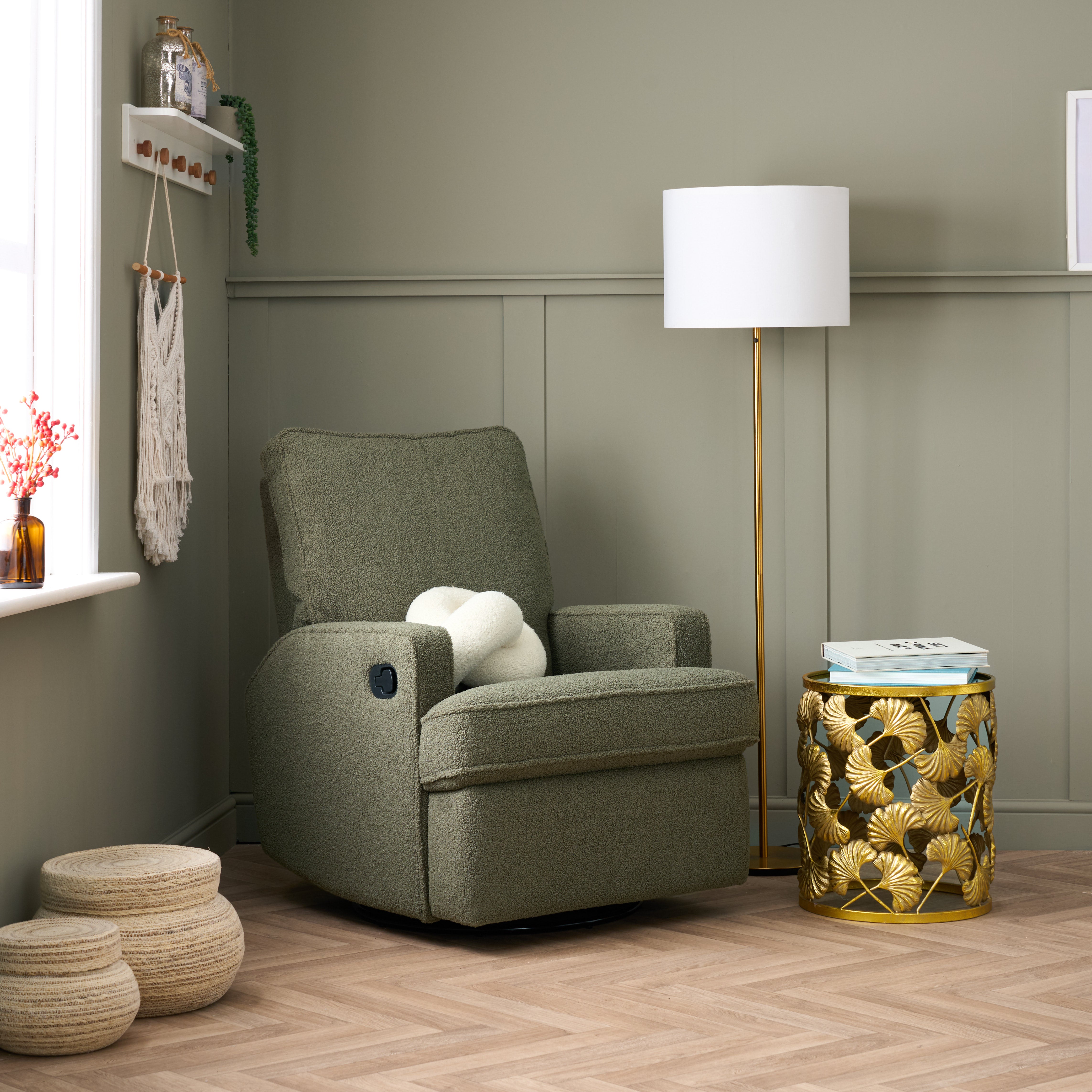 Madison Swivel Glider Recliner Chair Olive