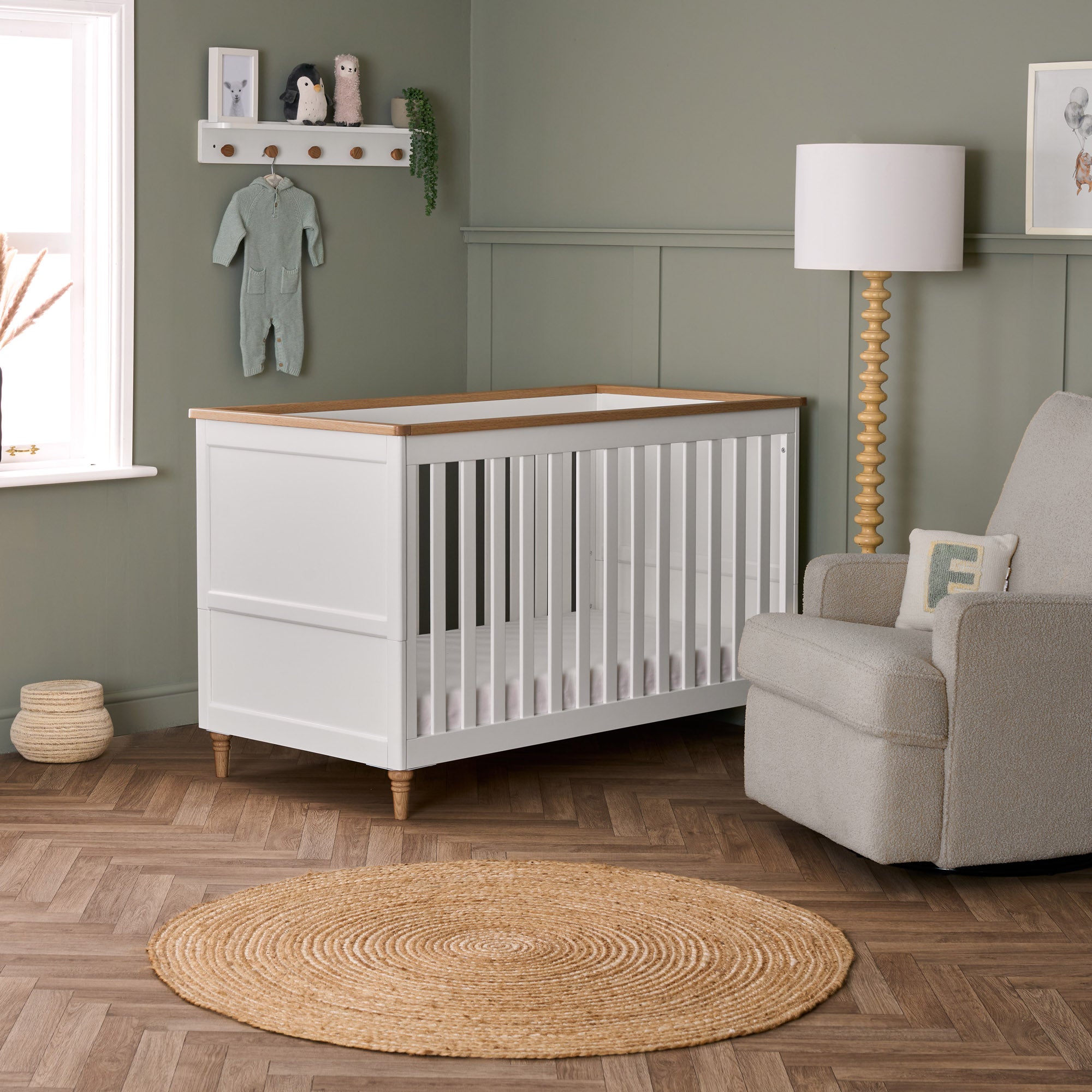 Orla Cot Bed - White with Natural