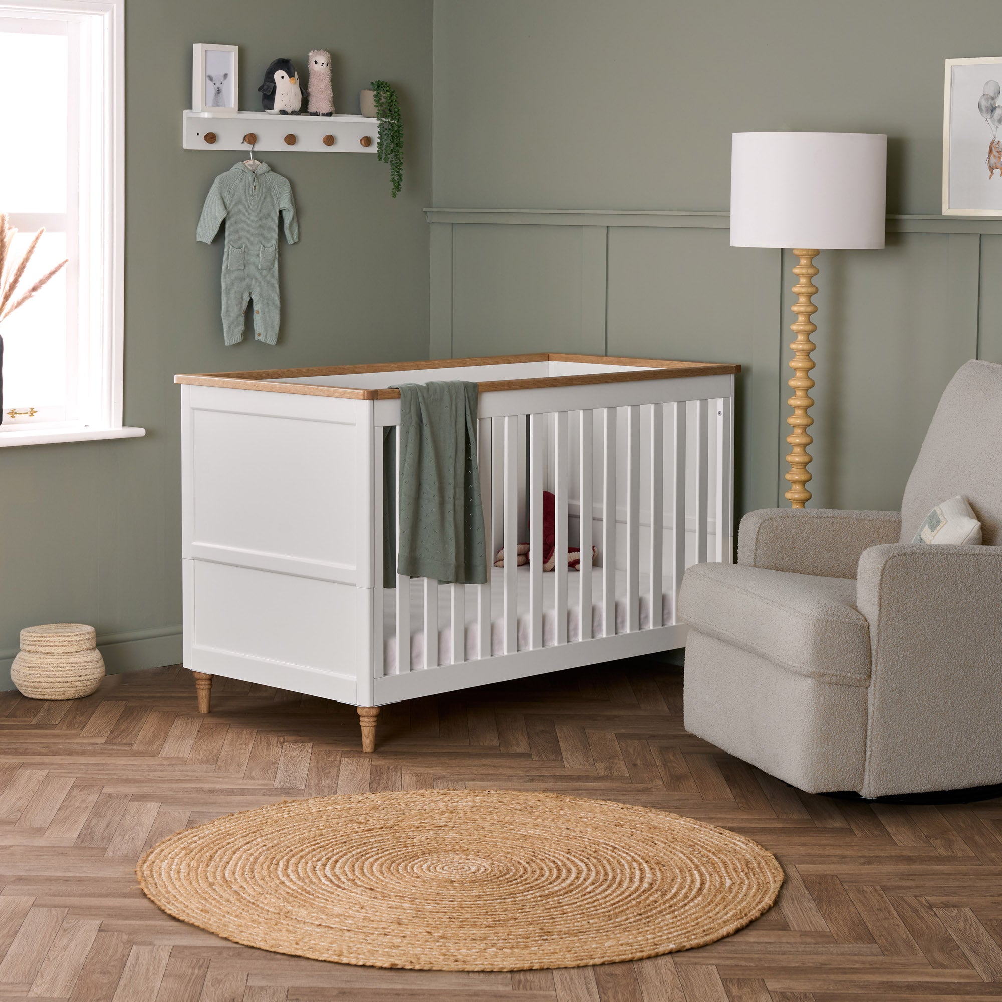 Orla Cot Bed - White with Natural