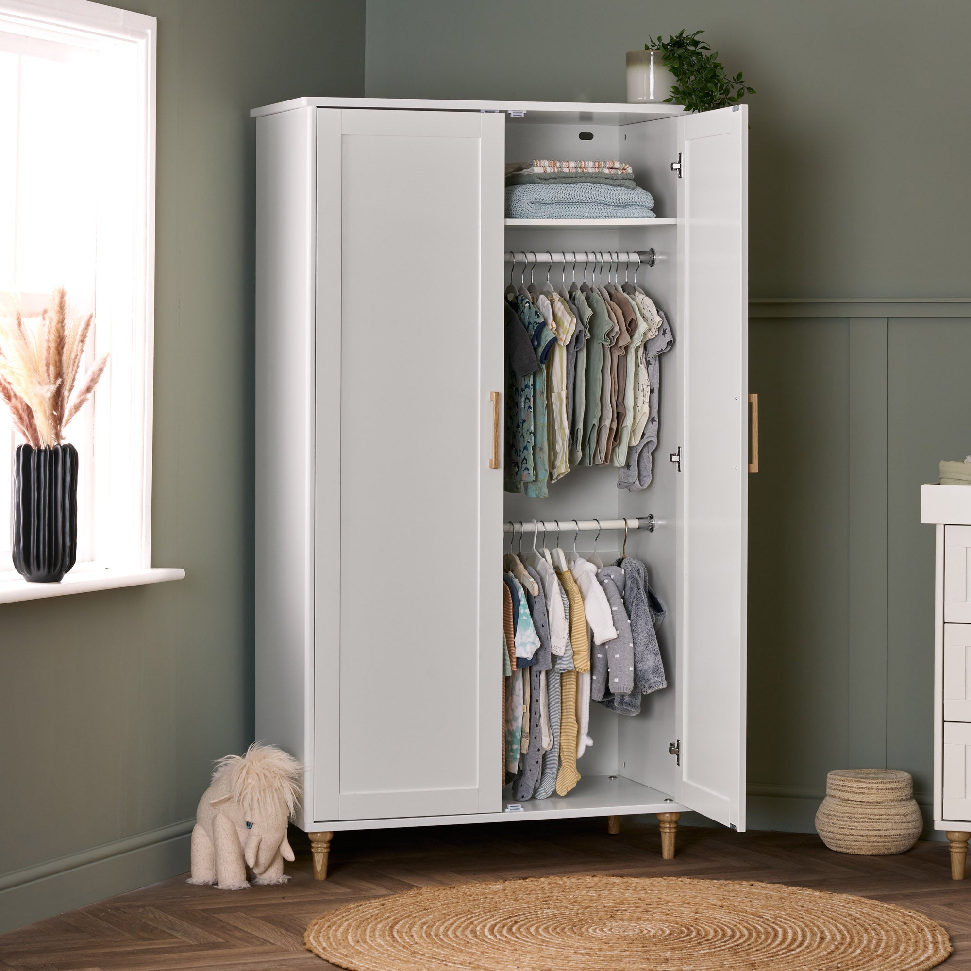 Orla Double Wardrobe - White with Natural