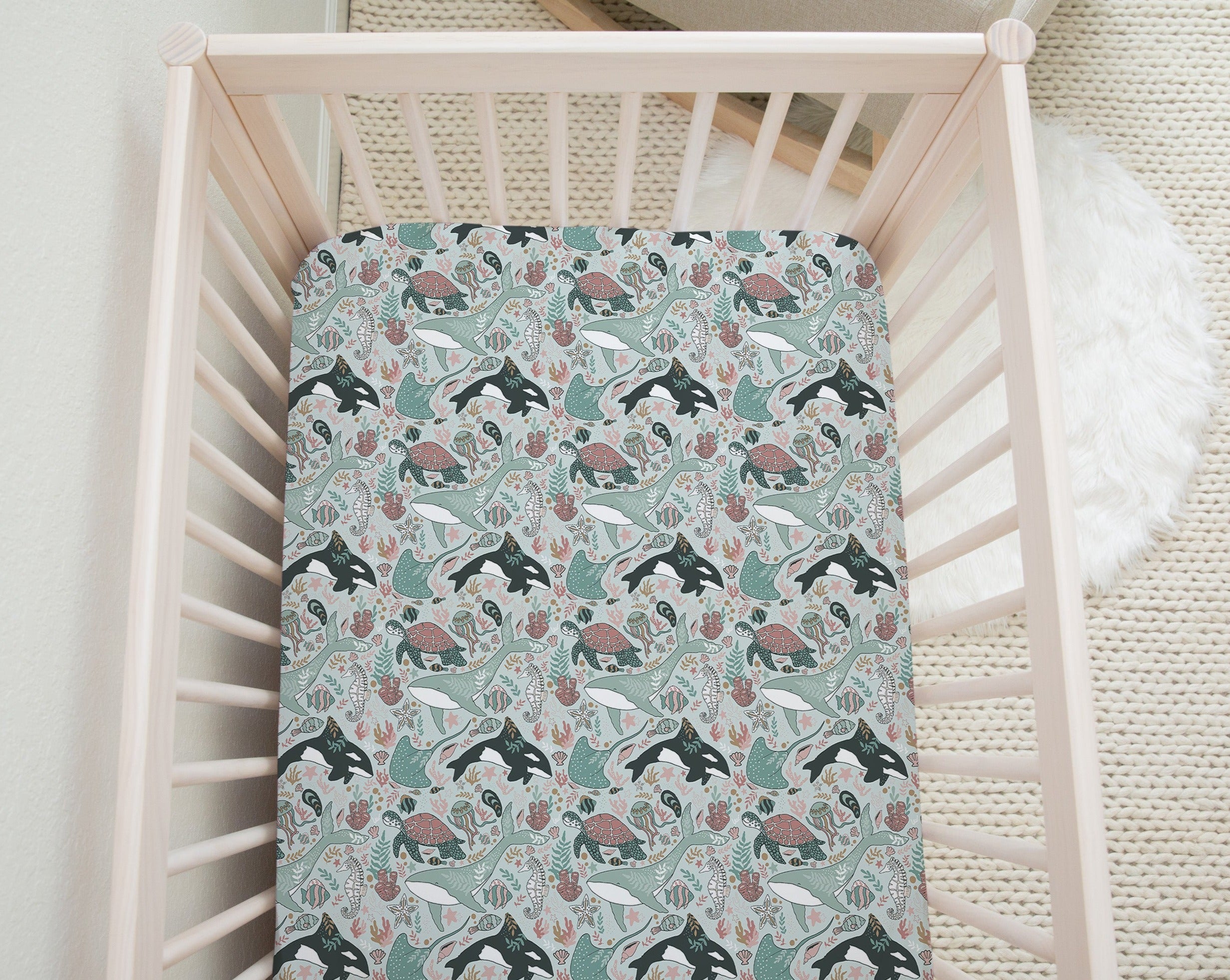 Supersoft Fitted Cot Sheet - Ocean Parade