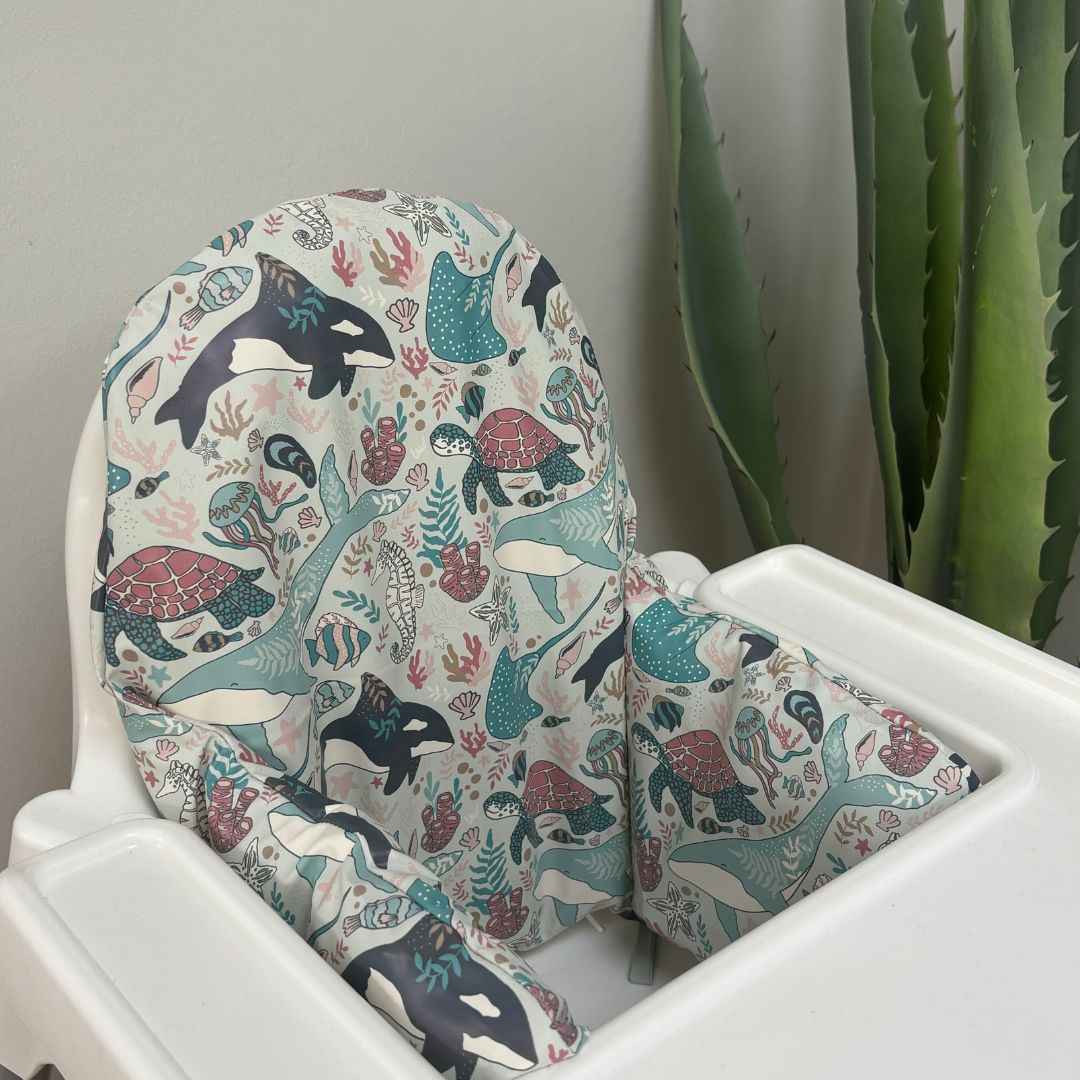 Waterproof Highchair Cushion Cover - Ocean Parade