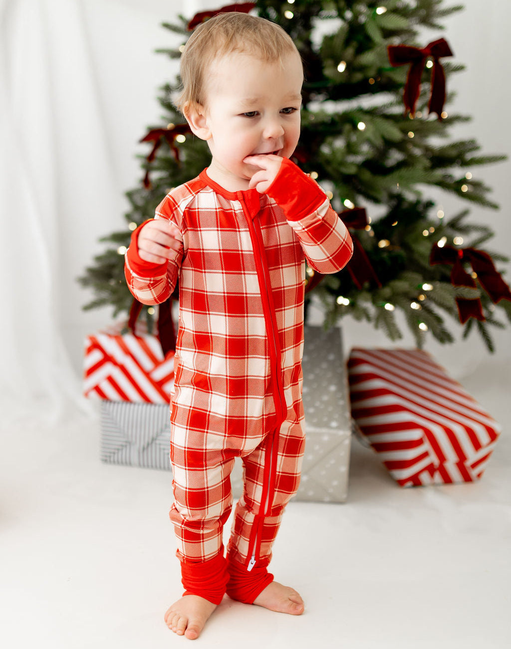 Red Plaid Zip Sleepsuit