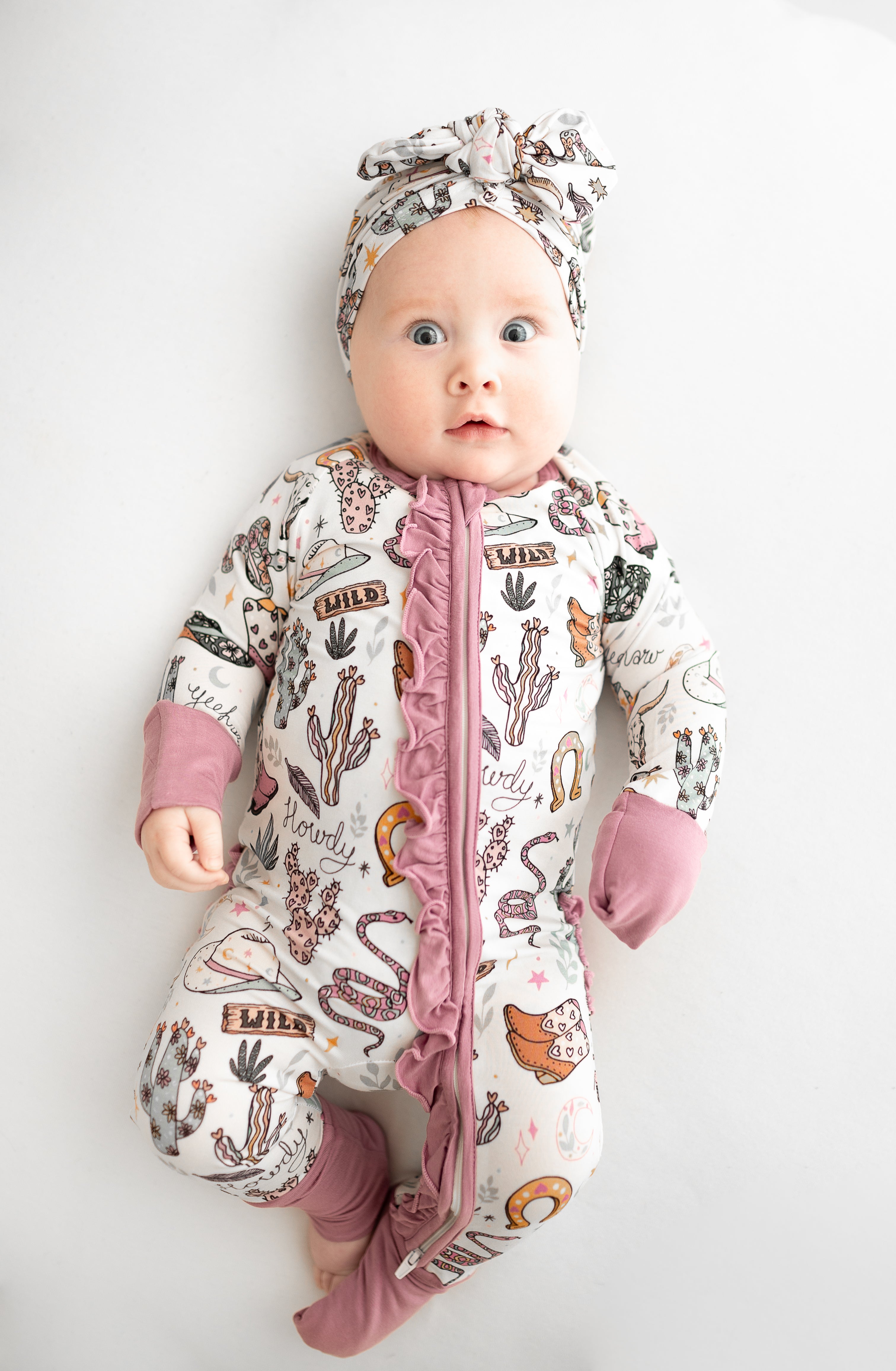 Wild West Pink 2 Way Zip Ruffle Sleepsuit