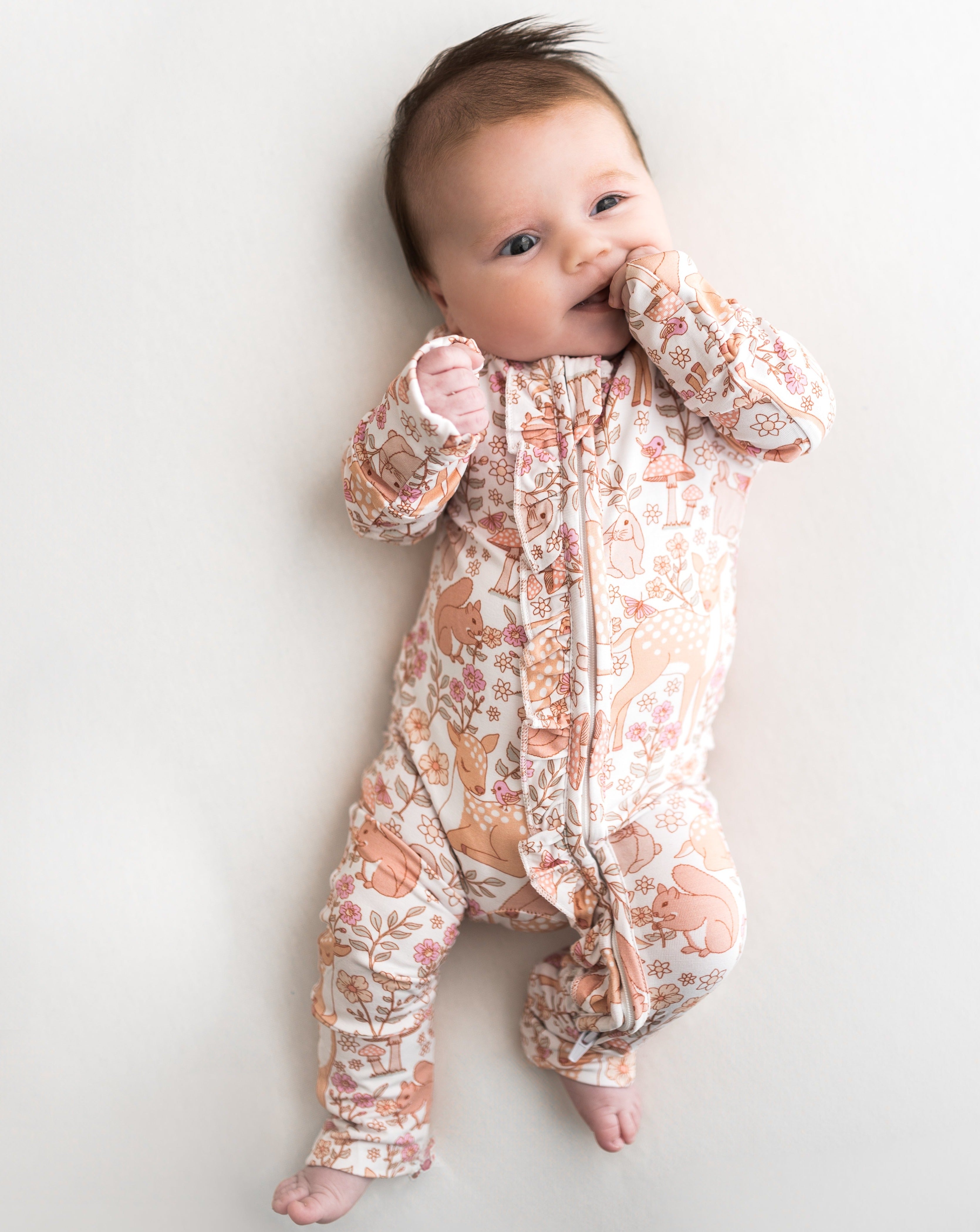 Spring Woodland 2 Way Zip Ruffle Sleepsuit