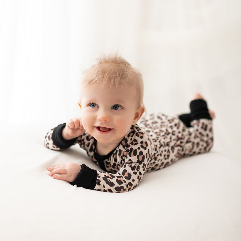 Leopard Print 2 Way Zip Sleepsuit