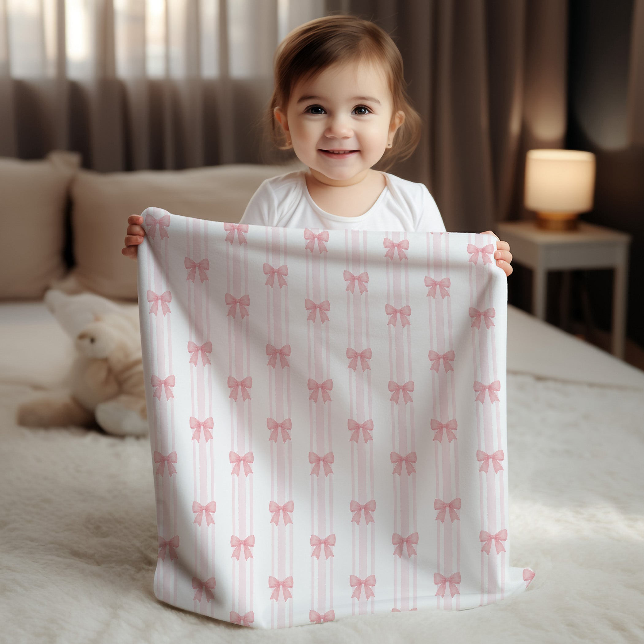 Cozy Blanket - Pink Bows