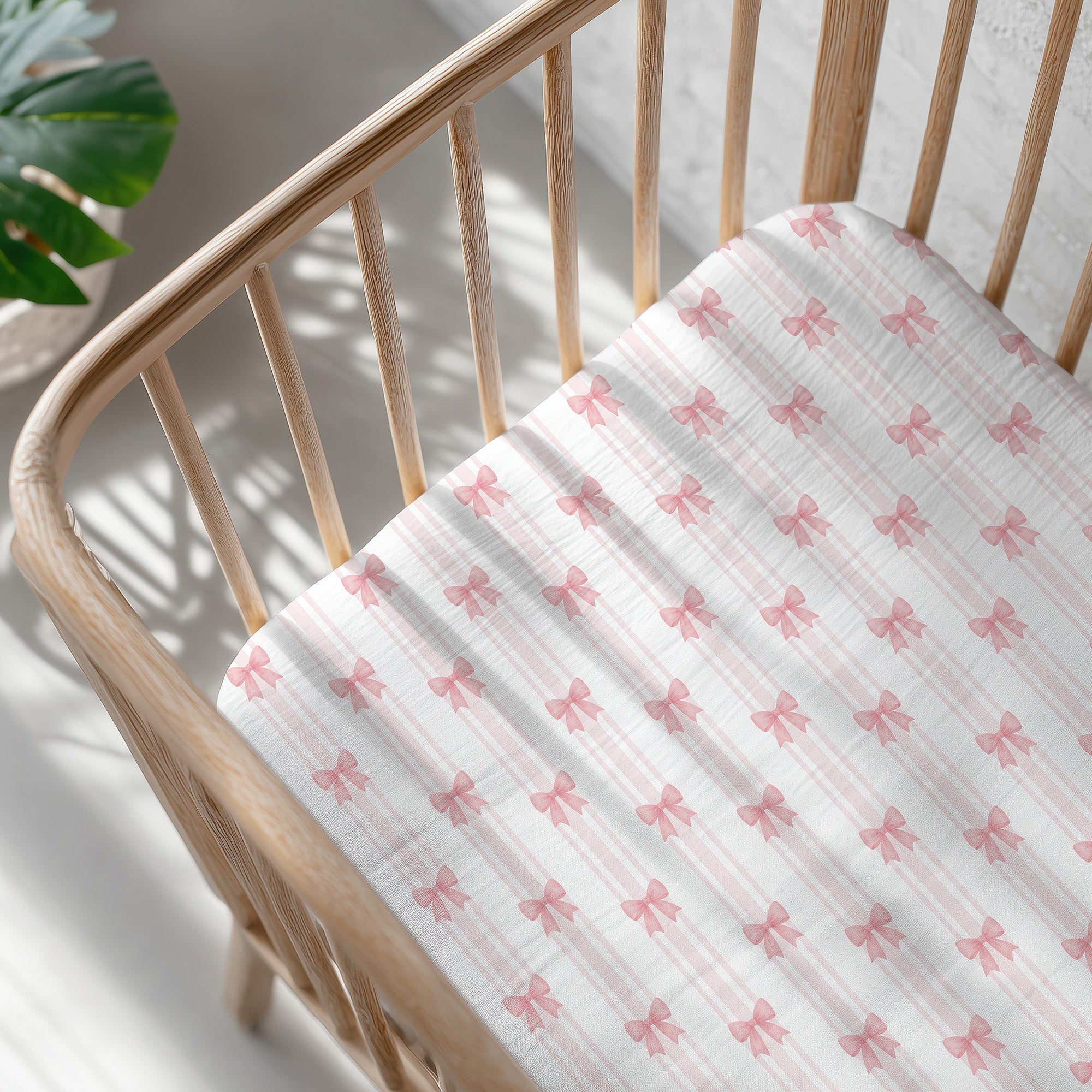 Supersoft Fitted Bedside Crib Sheet - Pink Bows