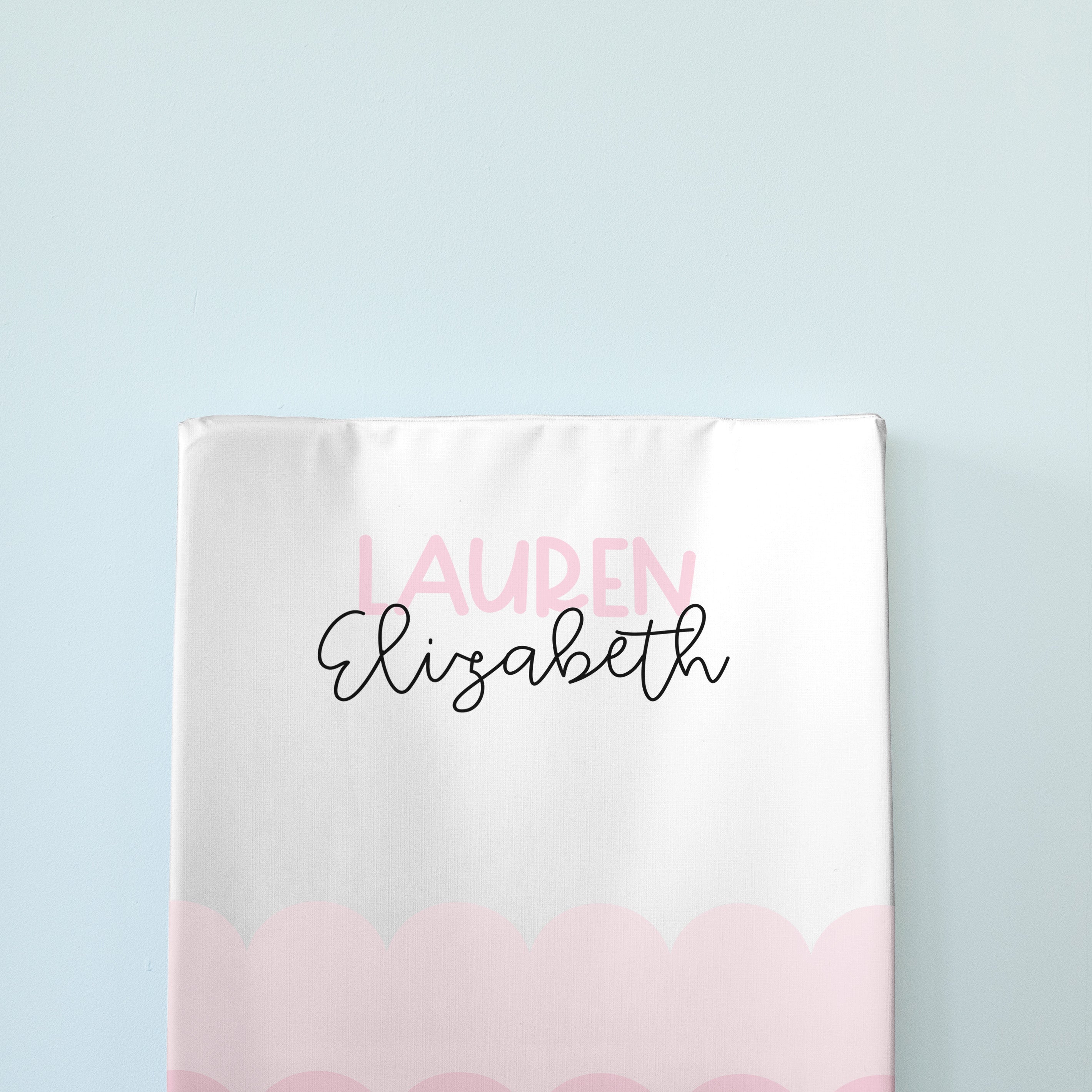 Personalised Wedge Changing Mat - Pink Scallops